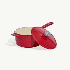 Enameled Cast Iron Saucepan in Made In Red