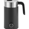 Enfinigy Cool Touch Milk Frother, Hot and Cold Foam Electric Milk Frother, Velvety, Creamy Microbubbles for Milk and Plant-based Milk Substitutes in Black