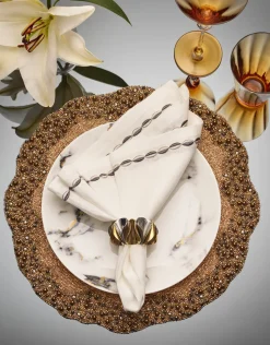 Enigma Napkin Ring in Gold & Silver, Set of 4