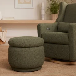 Enoki Storage Ottoman in Boucle in Olive Boucle