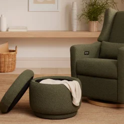 Enoki Storage Ottoman in Boucle in Olive Boucle