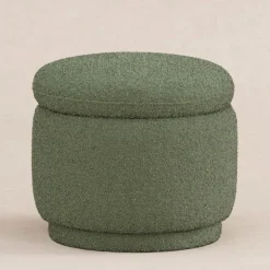 Enoki Storage Ottoman in Boucle in Olive Boucle