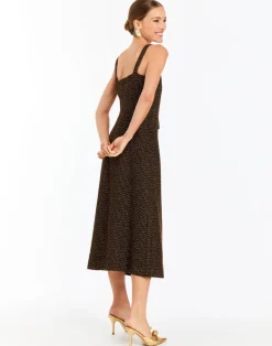 Espresso Midi Dress in Chestnut Gold