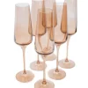 Estelle Colored Champagne Flute, Set of 6 in Amber Smoke