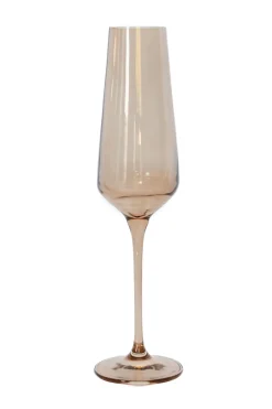 Estelle Colored Champagne Flute, Set of 6 in Amber Smoke