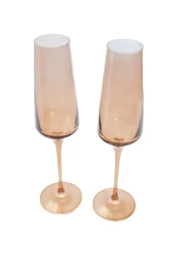 Estelle Colored Champagne Flute, Set of 6 in Amber Smoke