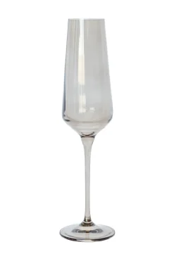 Estelle Colored Champagne Flute, Set of 6 in Gray Smoke