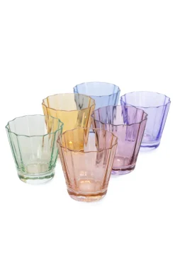 Estelle Colored Sunday Low Balls, Set of 6 in Pastel Mixed Set