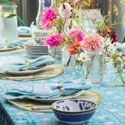 Etched Wing Big Skinny Napkin Rings in Lapis Lazuli, Set of Four