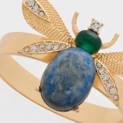 Etched Wing Big Skinny Napkin Rings in Lapis Lazuli, Set of Four