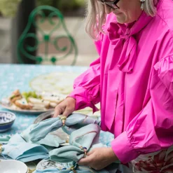 Etched Wing Big Skinny Napkin Rings in Lapis Lazuli, Set of Four