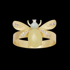 Etched Wing Bug Skinny Napkin Rings in Lemon Jasper, Set of Four