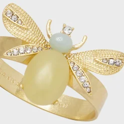 Etched Wing Bug Skinny Napkin Rings in Lemon Jasper, Set of Four