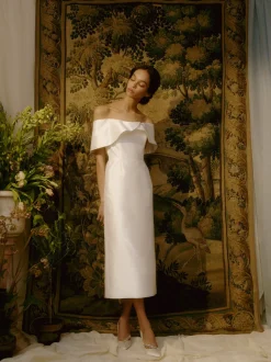 Eveline Off the Shoulder Scalloped Neckline Dress