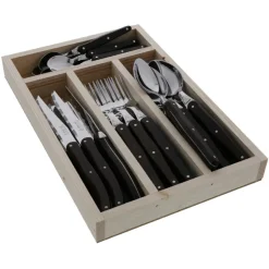 Everyday Flatware Set in Wenge Wood, Set of 24