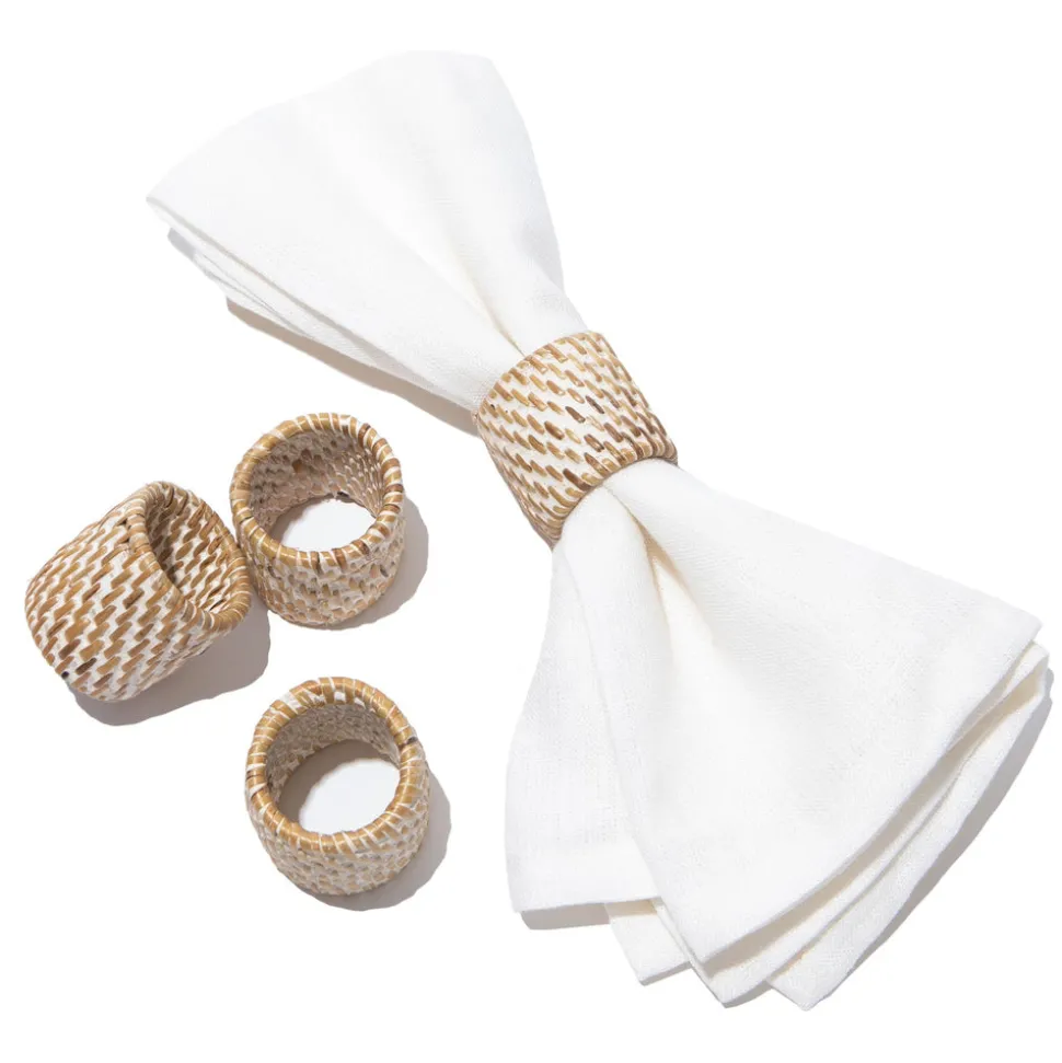 Everyday White Wash Napkin Ring, Set of 4