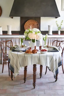 Eze 60x60 Tablecloth in Ivory & Blue