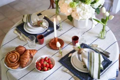 Eze 60x60 Tablecloth in Ivory & Blue