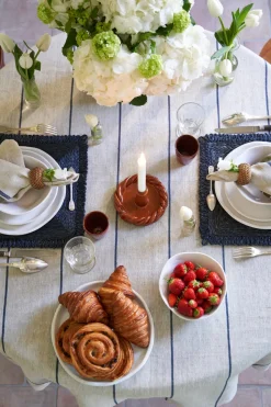 Eze 60x60 Tablecloth in Ivory & Blue