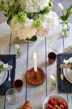 Eze 60x60 Tablecloth in Ivory & Blue