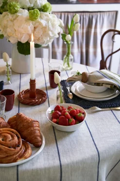 Eze 60x60 Tablecloth in Ivory & Blue