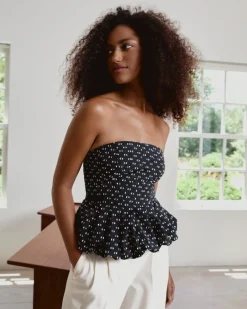 Farah Top in Black & Ivory Multi