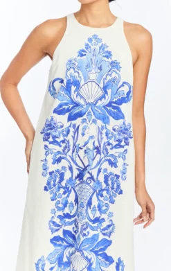 Farfalle Midi Dress in Mermaid Blue