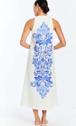 Farfalle Midi Dress in Mermaid Blue