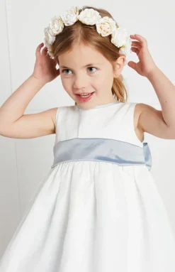 Faux Flower Pearl Detail Crown with Ivory Flower