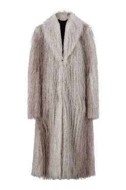 Faux Fur Coat in Ivory Mélange