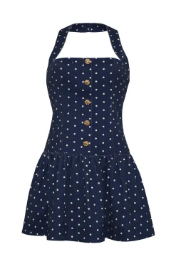 Felicity Mini Dress in Dots Navy