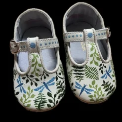 Fern and Dragonfly Hand-Painted Baby Shoes