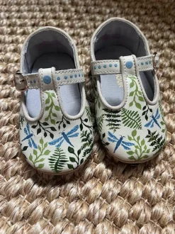 Fern and Dragonfly Hand-Painted Baby Shoes