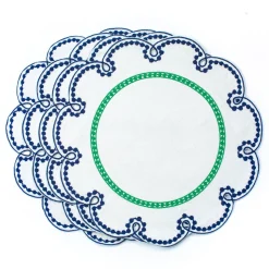 Fete Embroidered Linen Placemats, Set of 4