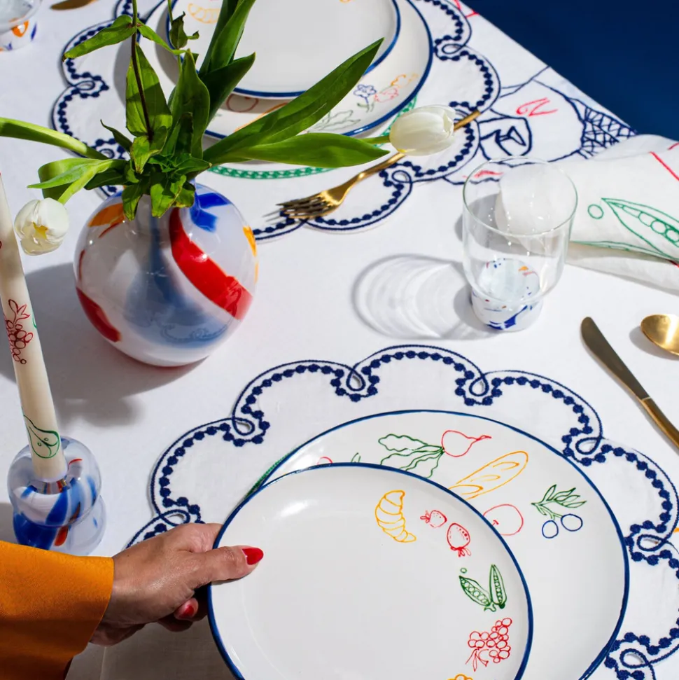 Fete Linen Embroidered Tablecloth