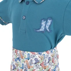 Fields Boy Polo Set in Boots Print