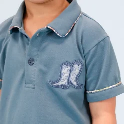 Fields Boy Polo Set in Boots Print