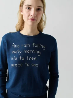 Fine Rain Falling Crewneck in Navy