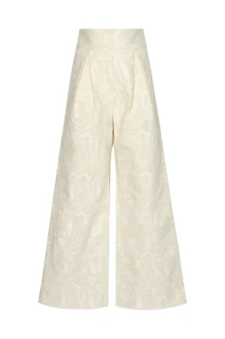 Fiol Canvas Embroidered Pants in Ecru