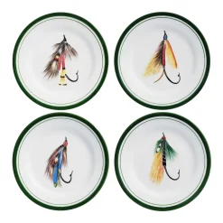 Fish Hook Dinner Plates in Multi, Set of 4