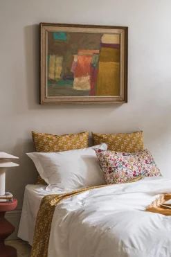 Flat Top Sheet Made With Liberty Fabric in Capel Mustard