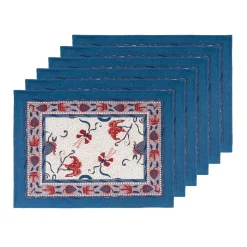 Fleur Des Indes Mats in Blue & Red, Set of 6