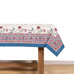 Fleur Des Indes Tablecloth in Blue & Red