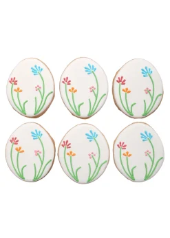 Floral Easter Egg Cookies, Set of 6