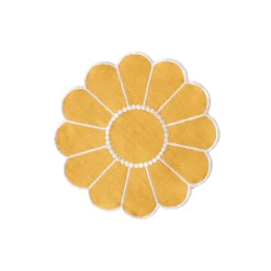 Floral Embroidered Bread Basket Liner in Yellow