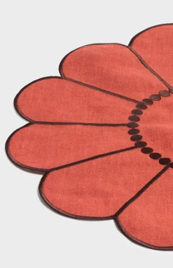 Floral Embroidered Placemat in Terracotta