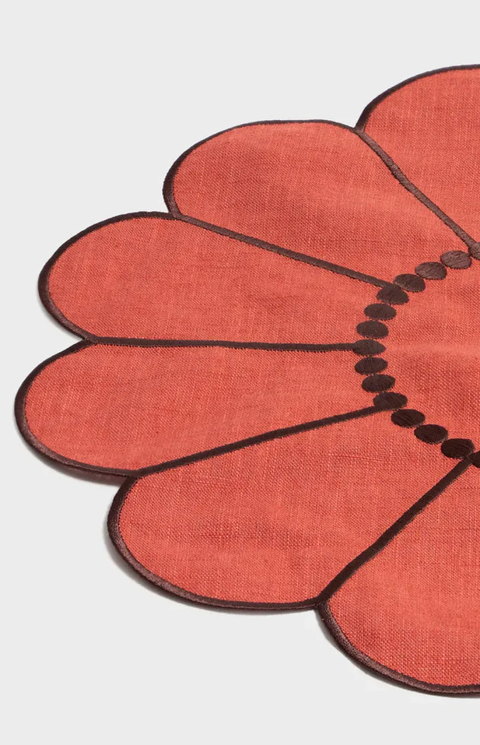 Floral Embroidered Placemat in Terracotta