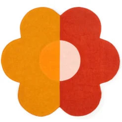 Floral Linen Patchwork Placemats in Red/Amber, Set of 4