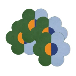 Floral Linen Patchwork Placemats in Green/Blue, Set of 4