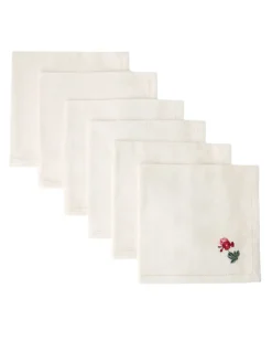 Floral Medley Embroidered Napkins, Set of 6